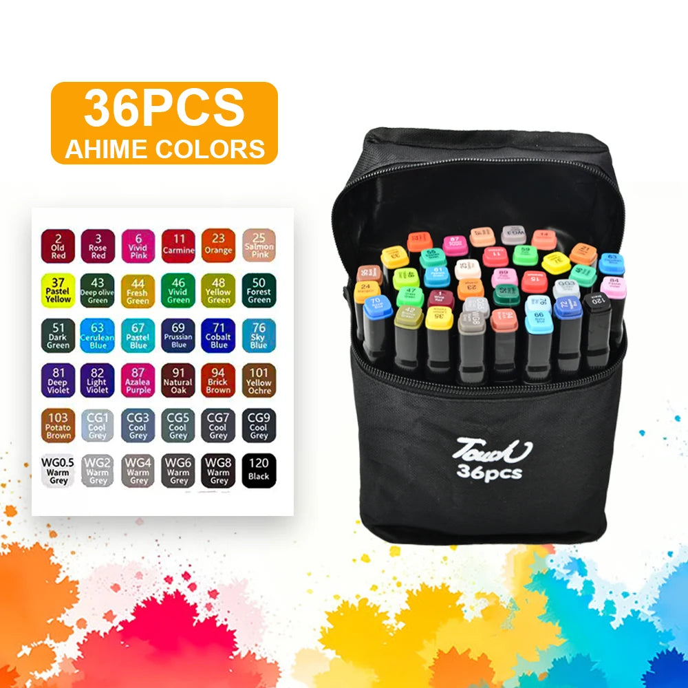 24/36/60/80/120/168 Colors Double Headed Oily Art Marker Pen Set for Draw Sketching ,Manga Illustration And Artistic Drawing