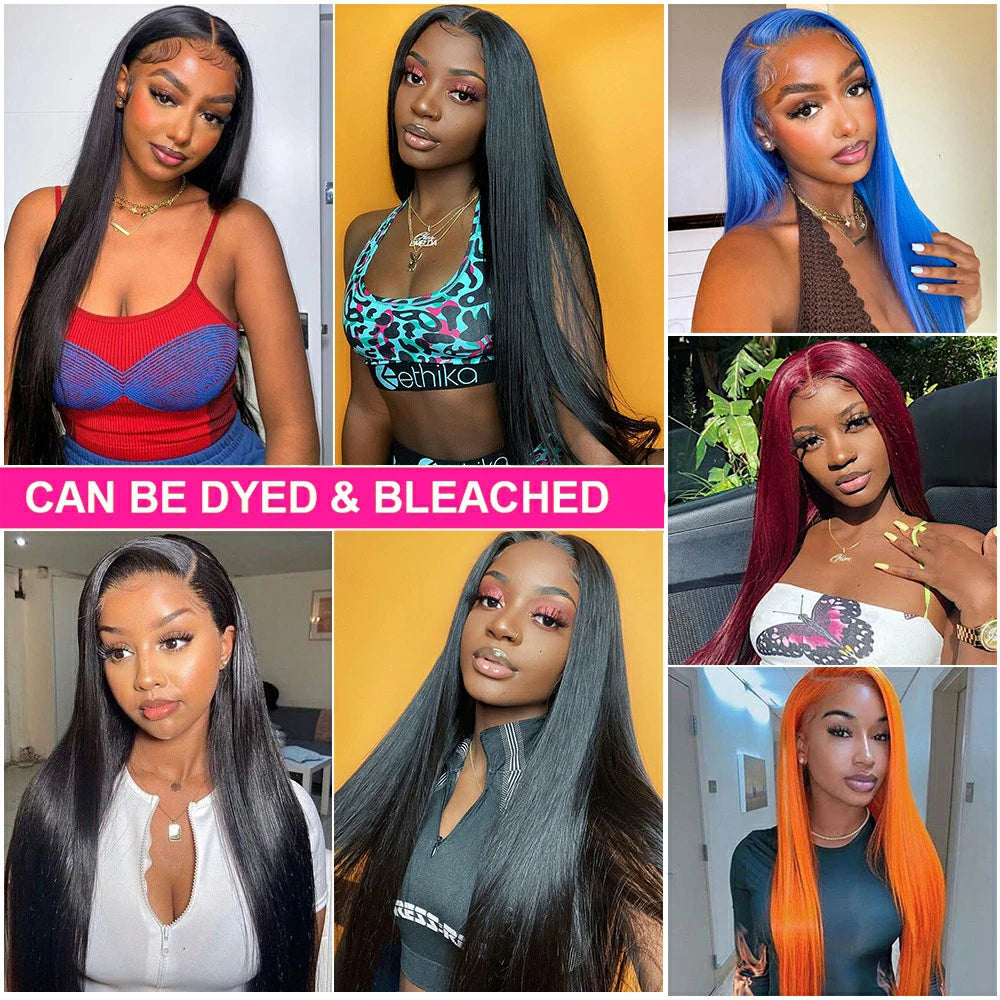 360 HD Transparent Lace Frontal Wigs Pre Plucked Brazilian Bone Straight 13x4 13x6 Lace Front Human Hair Wigs For Black Women