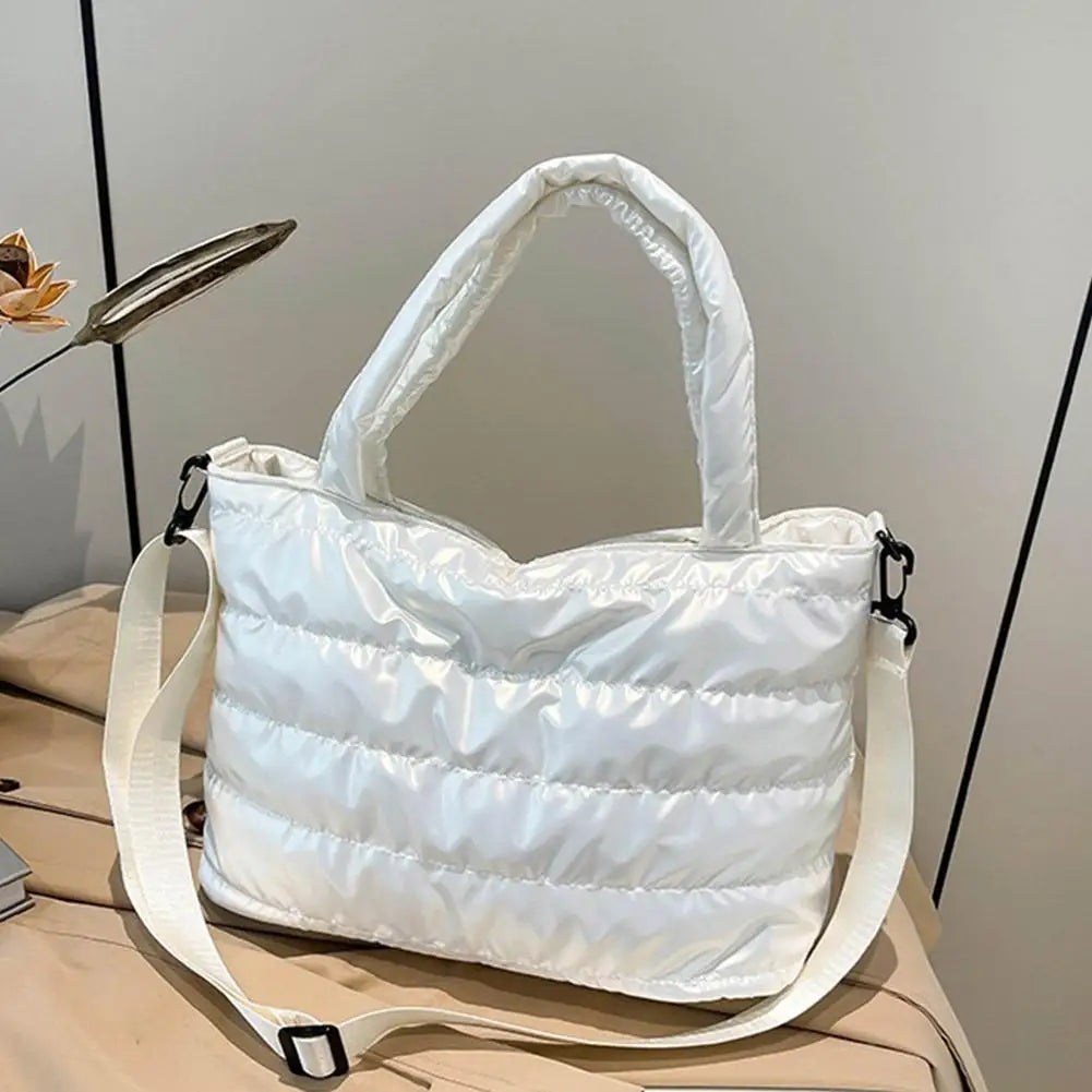 Large Tote Padded Handbags Designer Quilted Women Shoulder Bags Luxury Nylon Down Cotton Crossbody Bag Winter Tote Big