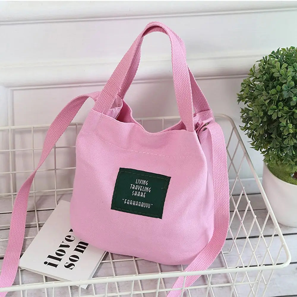 Women Shoulder Bags Letter Handbags Casual Buckle Tote Canvas Crossbody Bag Cute Shopping Bag For Ladies