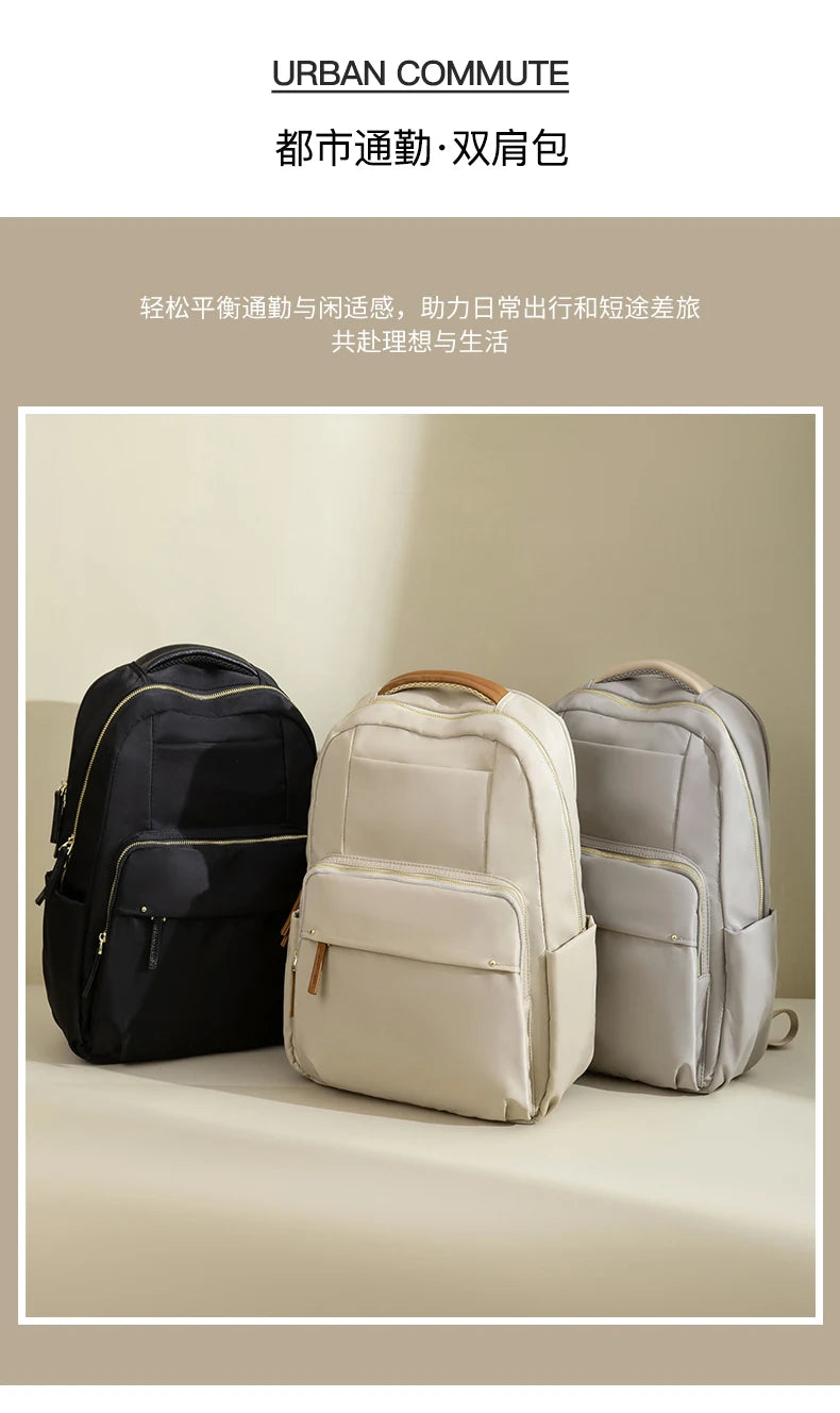 Luxury Laptop Backpacks for Women 15.6" Size Notebook Bag Large Cabin Space Business Travelbag Ladies Bookbags Big Zipper Pocket