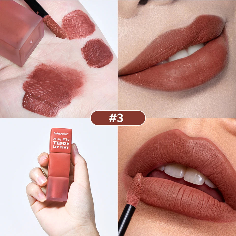 6pcs/set Teddy Velvet Non-stick Cup Lip Glaze Matte Lipstick Waterproof Longlasting Color Liquid Silky Saturation High Lip Gloss