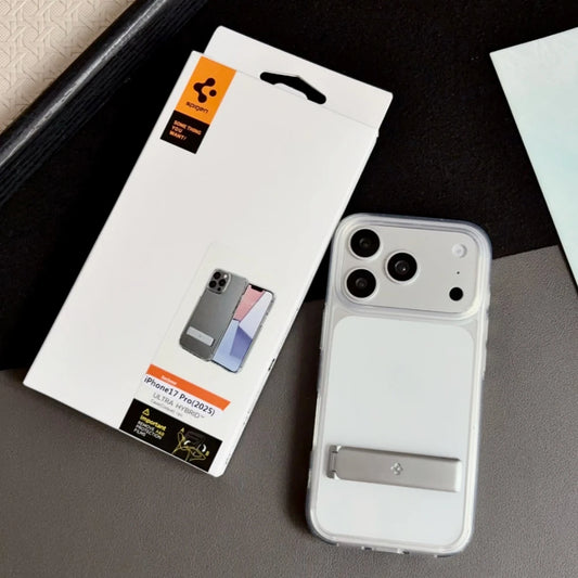 Spigen Ultra Hybrid Bracket Transparent Phone Case For iPhone 17 Pro Max 18 16 15 14 13 12 Kickstand Shockproof Clear Back Cover