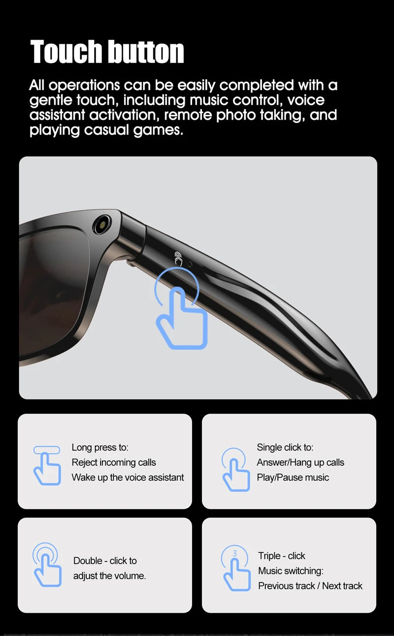 Xiaomi 4K AI Smart Glasses Chat GPT HD Camera Bluetooth Call Voice Assistant Music Player Translate Photochromic Glasses