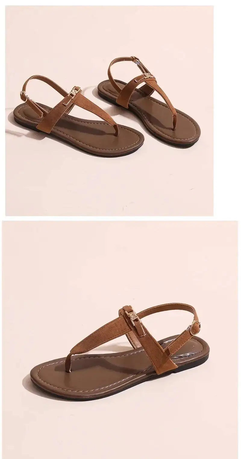 2025 Women's Shoes Fashion Daily Sandals Women Buckle Strap Flat With Outdoor Open Toe Female Shoe