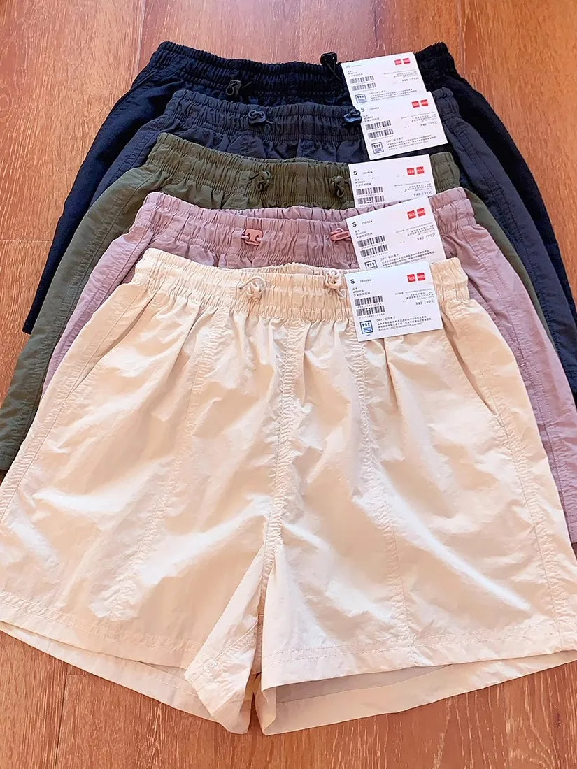 Summer New Women's Casual Thin Quick Dry Sport Shorts High Waist Wide Leg Pants High Waist Absorb Sweat Summer Fashion