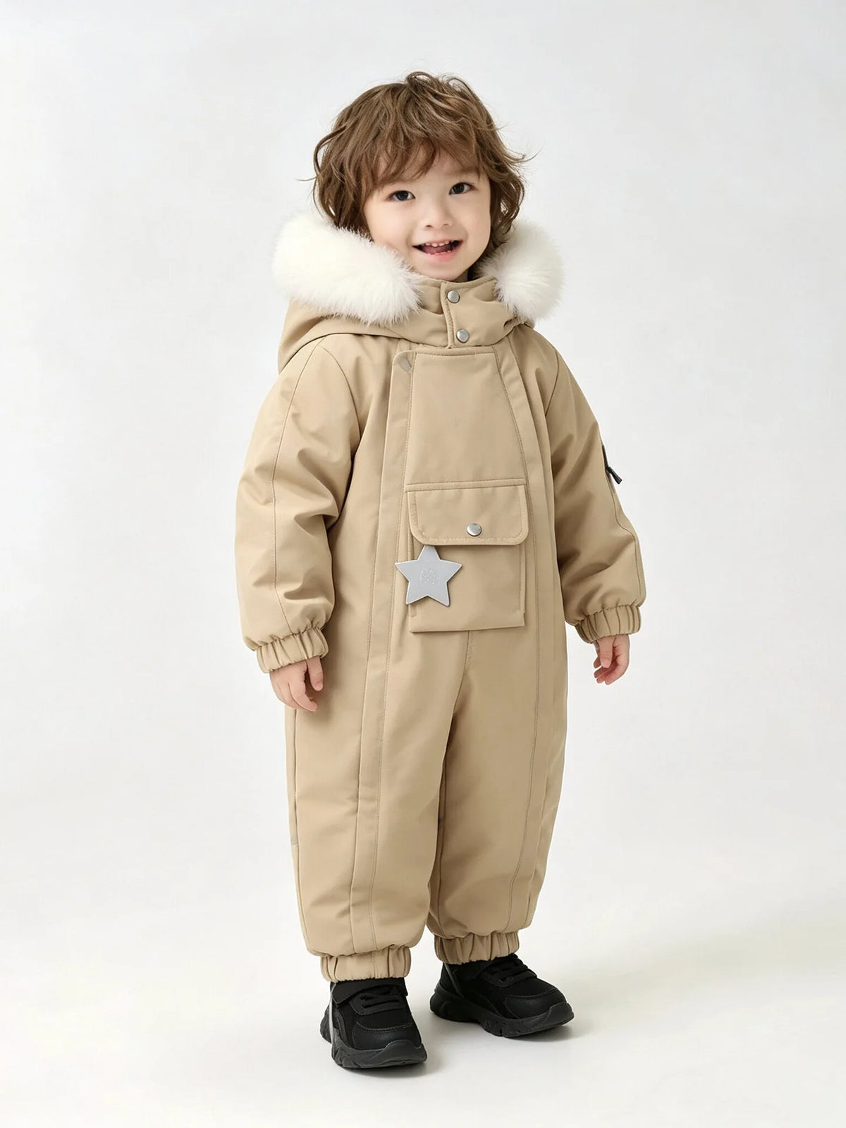 2026 Winter New Star Lightweight Hooded Ski Suit for Kids, Boys Girls Baby Romper Jumpsuit, Toddler One-Piece Warm Snowsuit 2-5T