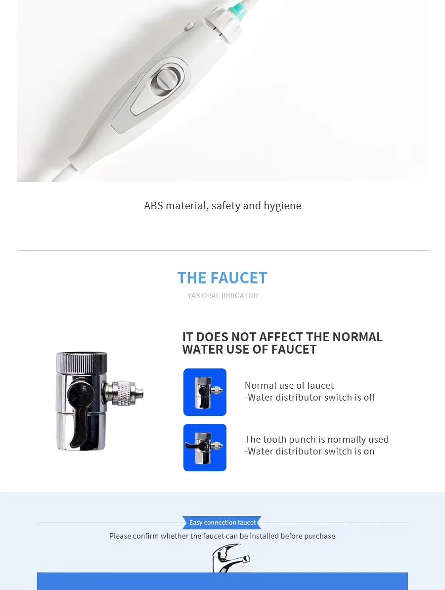 Faucet Oral Irrigator Water Jet For Cleaning Toothpick Teeth Flosser Dental Irrigator Implements Dental Flosser Tooth Cleaner