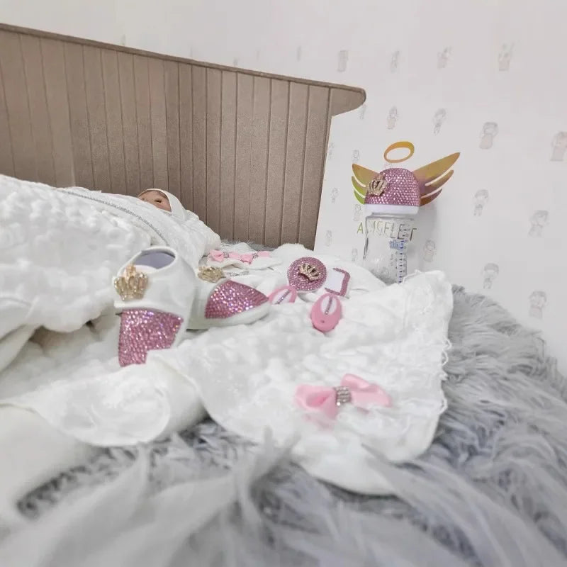 Ins Handmade Baby Swaddle Set Newbaby Gift Onesie Climbing Clothes High-end Gift Box Set Custom Newborn Baptism Clothes