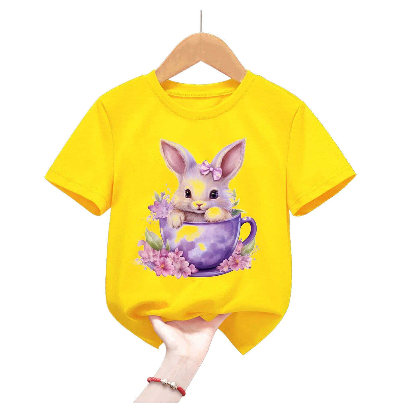 Lion King Animal Print Yellow T Shirt For Girls/Boys Summer Short Sleeve Tshirt Koala/Duck/Bee/Bunny/Dolphin Kids Clothes
