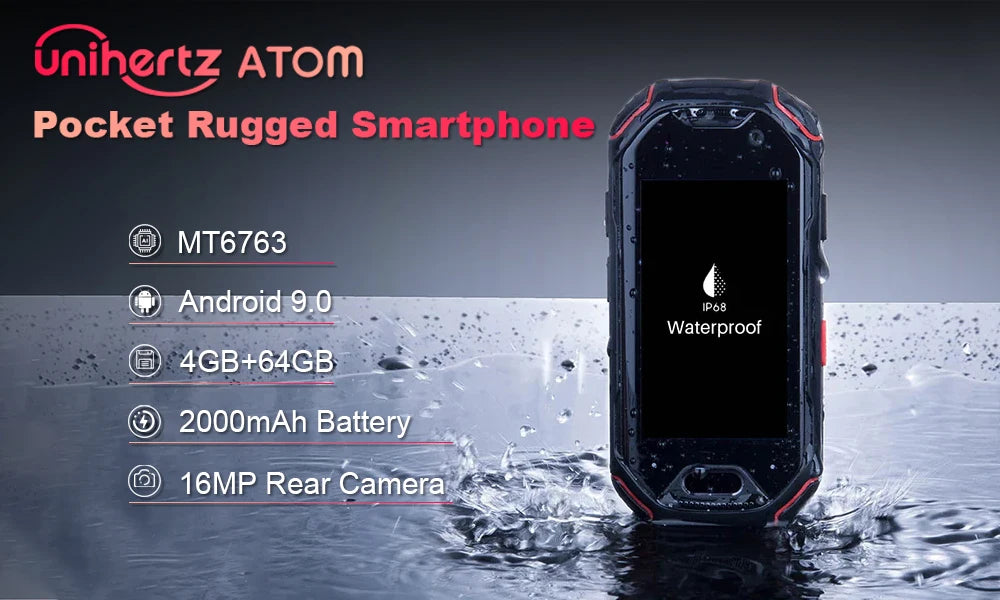 In Stock Unihertz ATOM World's Mini Rugged Smartphone 4GB 64GB Android 9 Octa Core 2.45 inch Unlocked Cellphone 2000mAh NFC