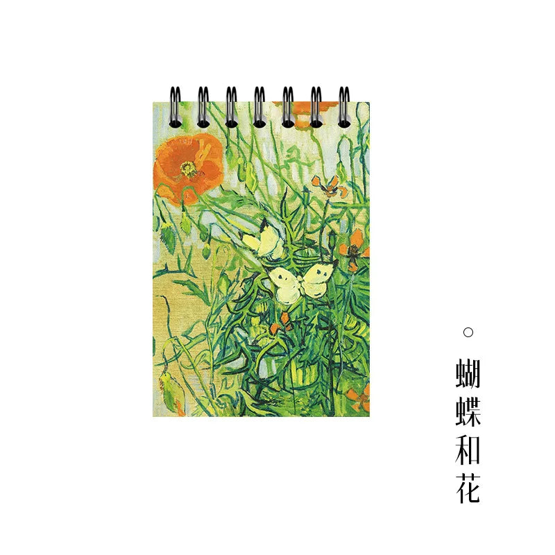 Pocket Notebook Famous Painting Van Gogh Monet Horizontal Line Coil Note Word Book Record Book Journal Diary Planner Stationery