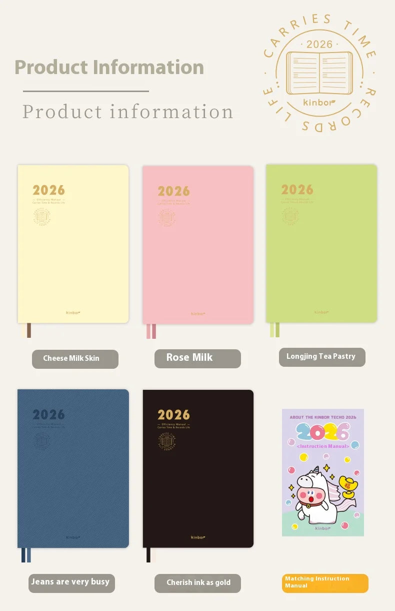 Kinbor 2026 A5 Efficient Planner Notebook,2 Days per Page with Habit Tracker,To-Do Lists&Time Management for Workplace, College