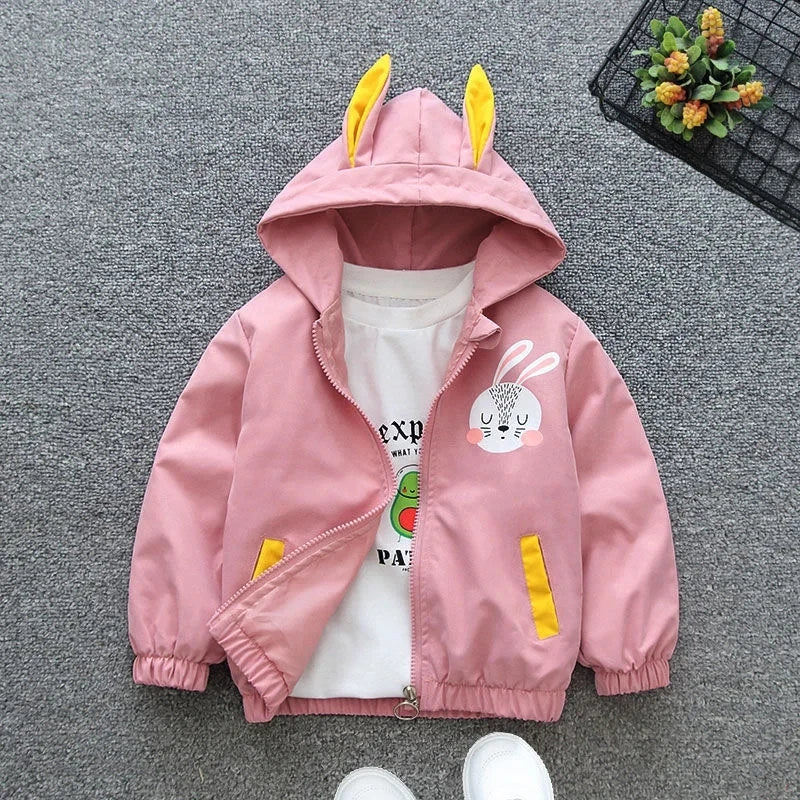 1 2 3 4 5 6 Years Baby Girls Jackets Butterfly Casual Hooded Zipper Boys Windbreaker Coat Autumn Children Outerwear Kids Clothes