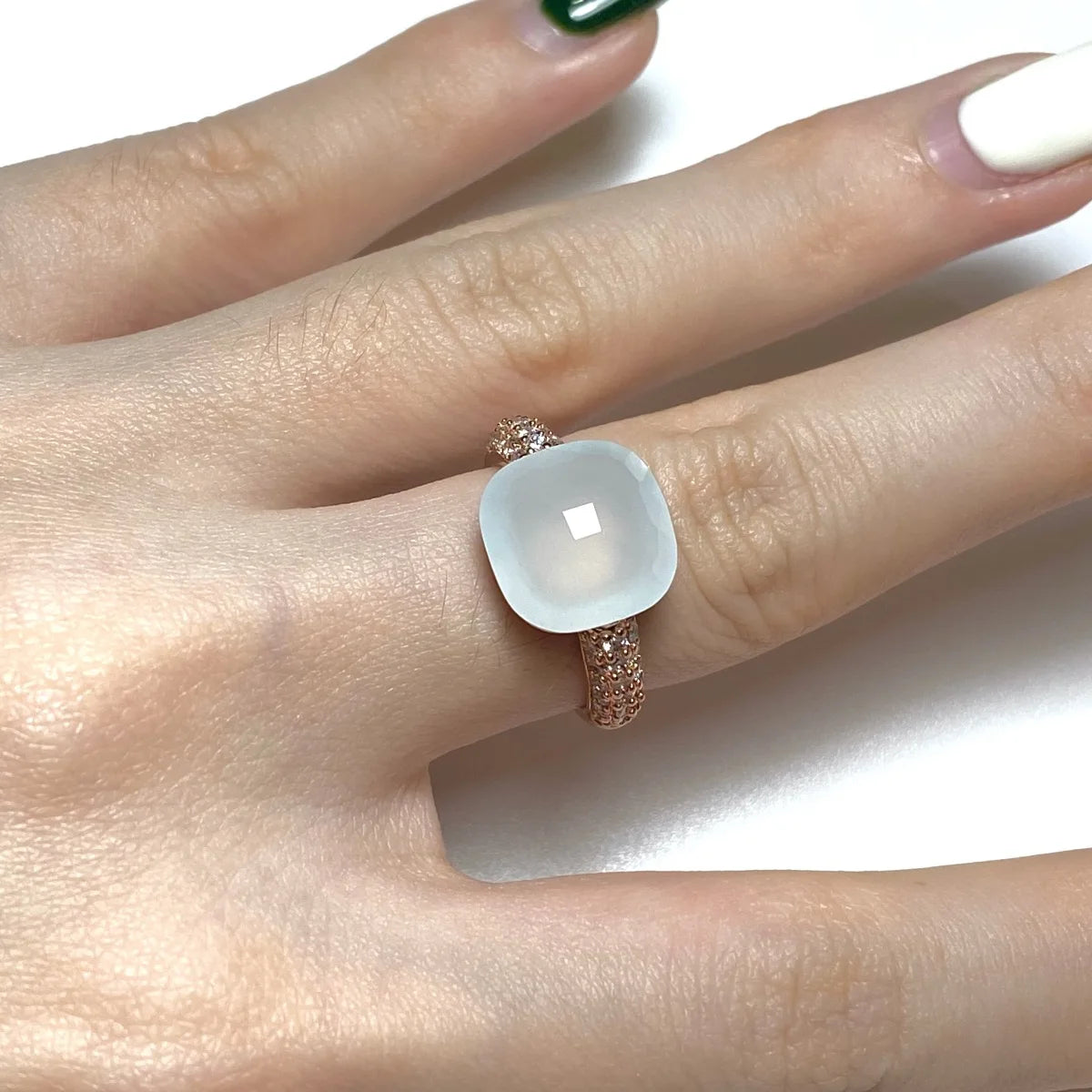 12.6mm   Ring Candy Style Zircon Ring Flat Pink Green Purple Crystal Ring For Women Candy Ring Fashion Jewelry Gift