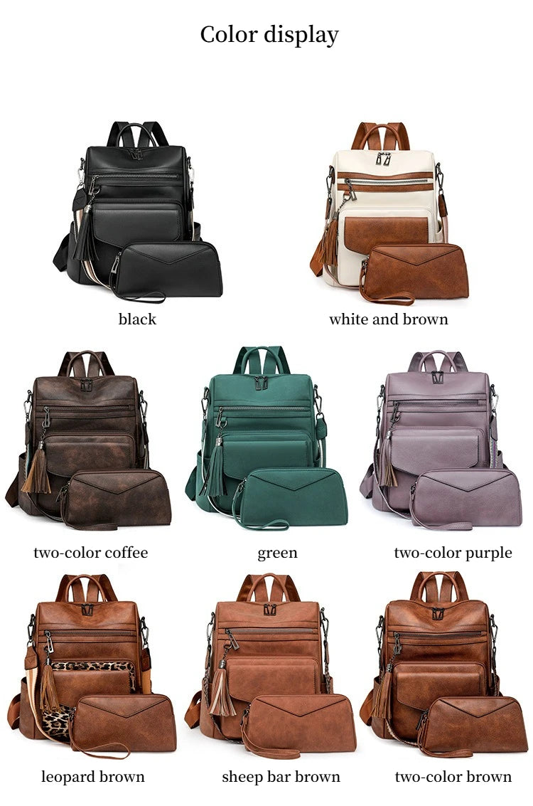 Winter Women's Backpack European Retro Two-shoulder Bag Luxury PU Composite Bag Commuter Single Shoulder Bag Leisure Travel Bags