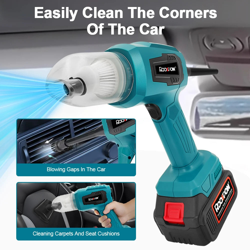 Cordless Car Vacuum Cleaner Rechargeable Auto Vacuum Cleaner Handheld Home Carpet Pets Hair Blowing Tools for Makita 18V Battery