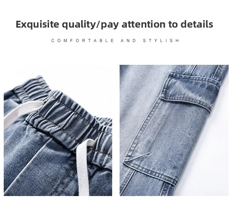 2025 Spring and Summer Men's Jeans Comfortable Versatile Workwear Military Straight Jeans Men's Fashion Trend Classic Style
