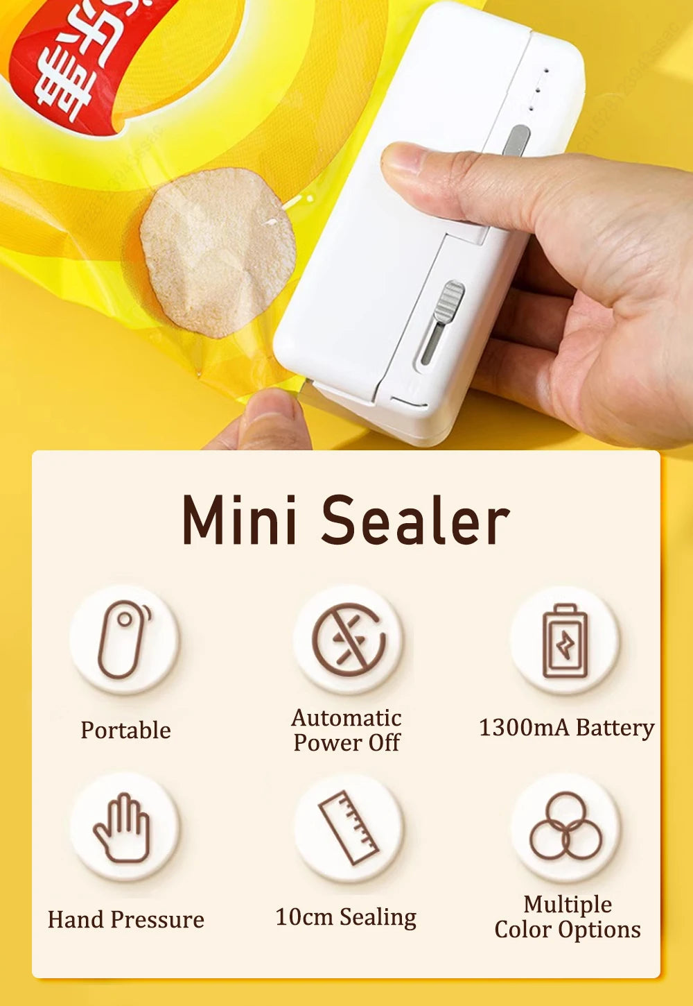 Mini Sealer Plastic Bags Heat Sealing Machine Handheld Rechargeable Food Packaging Heat Sealer Portable Thermal Bag Sealer
