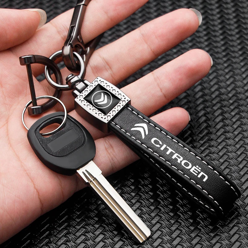 Alloy Leather Car Key Rings Holder Lanyard for Citroen DS C3 C4 Picasso Aircross C5 Aircross Elysee Berlingo Xsara Accessories
