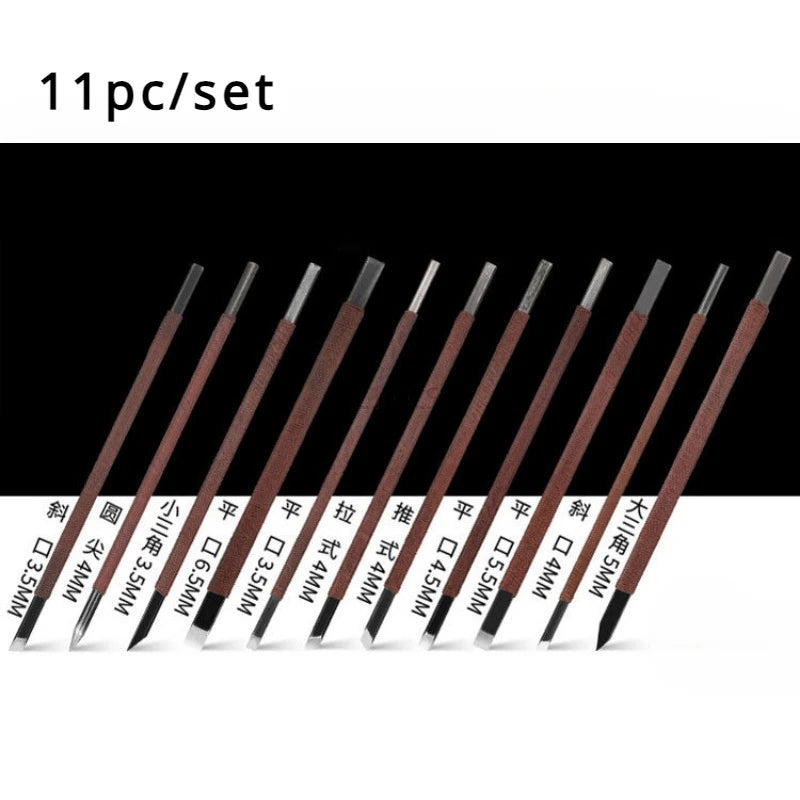 Stone Carving Hand Tools Set Professional Stone Carving Chisel Set 11/7/5/3pc Manganese Steel Woodworking Fine Sculpture Tool
