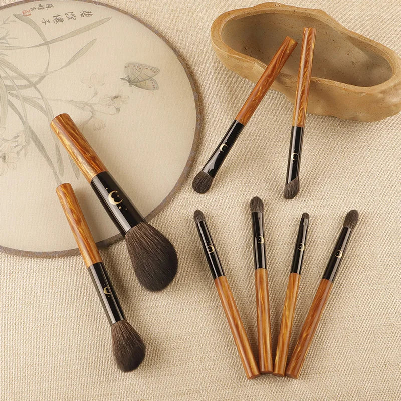 Star Moon Series 8 Makeup Brush Set Grey Mouse Hair Horse Hair Animal Hair Resin Star Moon Fashion Design Facial Makeup Brush