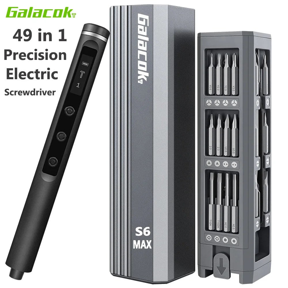Galacok S6 MAX Precision Electric Screwdriver Set 5-Speed Torque Adjustable Magnetic Phillips Torx Screwdriver Bits for PC DIY