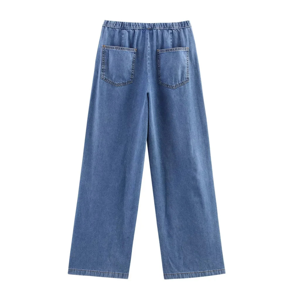 Women's Versatile Denim Long sleeved Short Shirt Top Long pants Set Spring/Summer New Product Casual Women's Wear