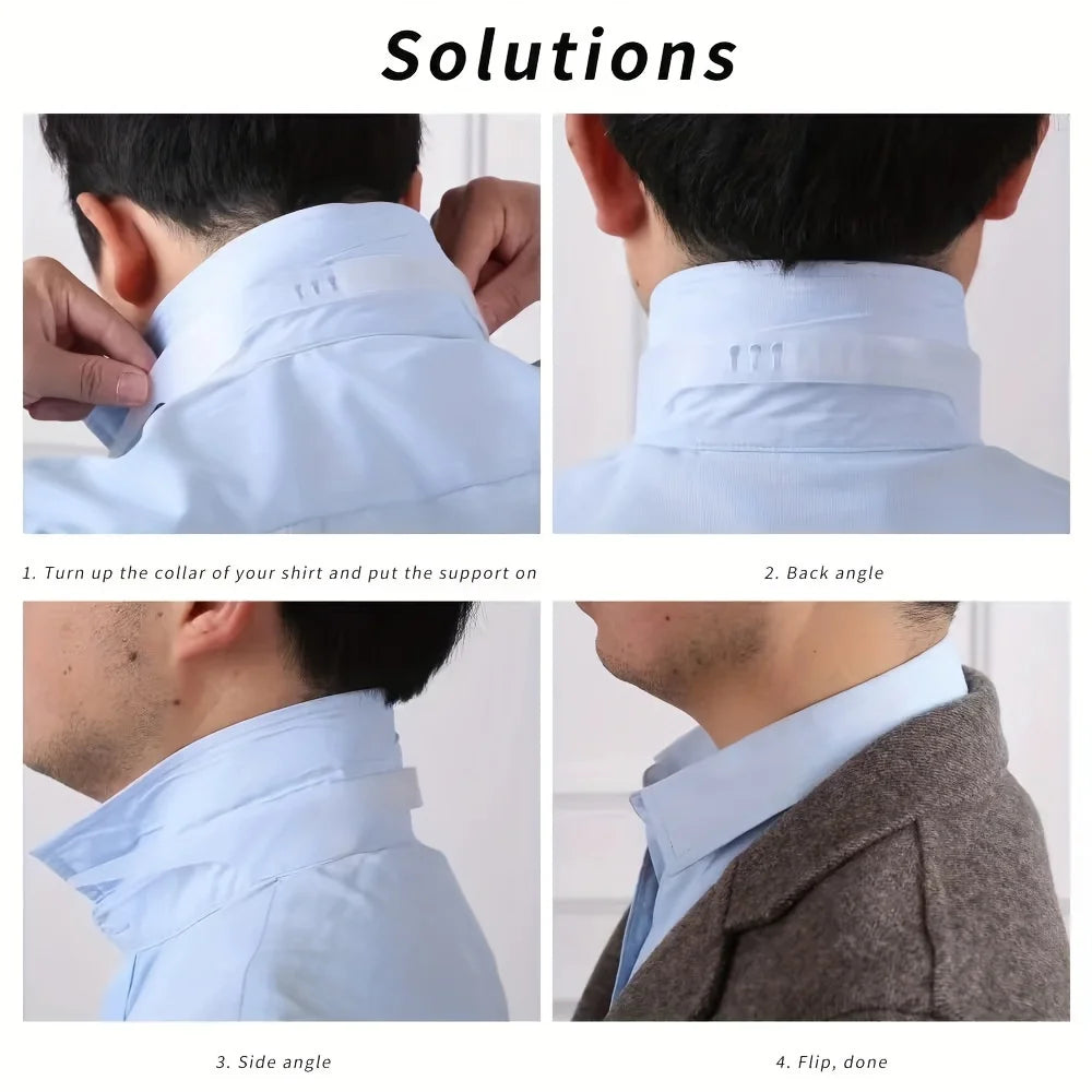 Men's Adjustable Collar Support StrapInvisible Collar Enhancer for Shirt and Suits,Durable Plastic,Suitable for Suits,Workplaces
