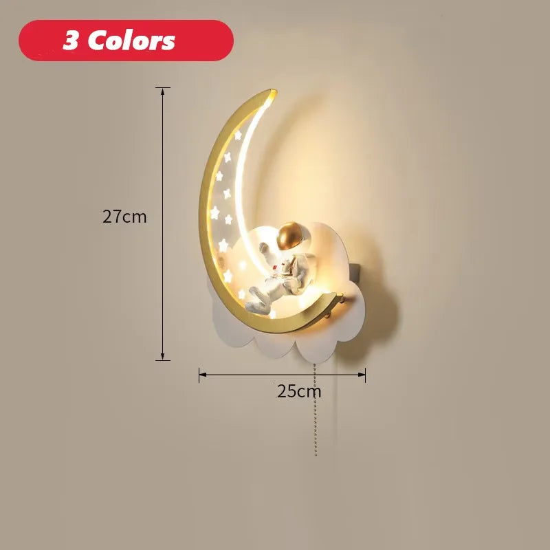 Modern Kids Room Ceiling Fan Light Cartoon Moon Astronaut Ceiling Lamp Boy Girl Bedroom Nursery Study Chandelier Ceiling Lights