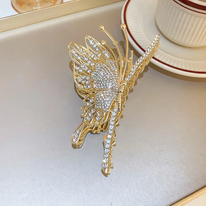 1 Pcs Fashion Exquisite Fashionable Hollow Out Full Giamond Butterfly Hair Claws For Women Girls Party Hair Accessories