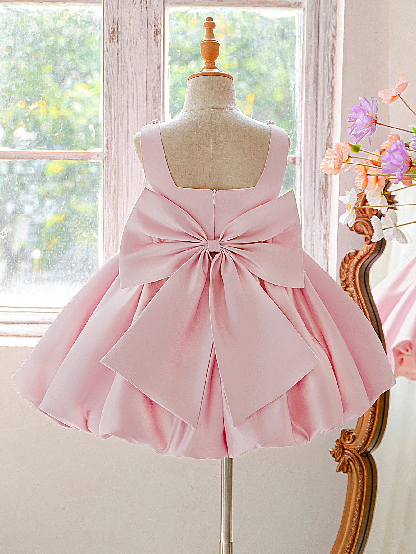 Elegant Big Bow Tutu Party Girls Dress Lolita Wedding Bridesmaid Baptism Princess Dresses Girl Summer Birthday Evening Prom Gown