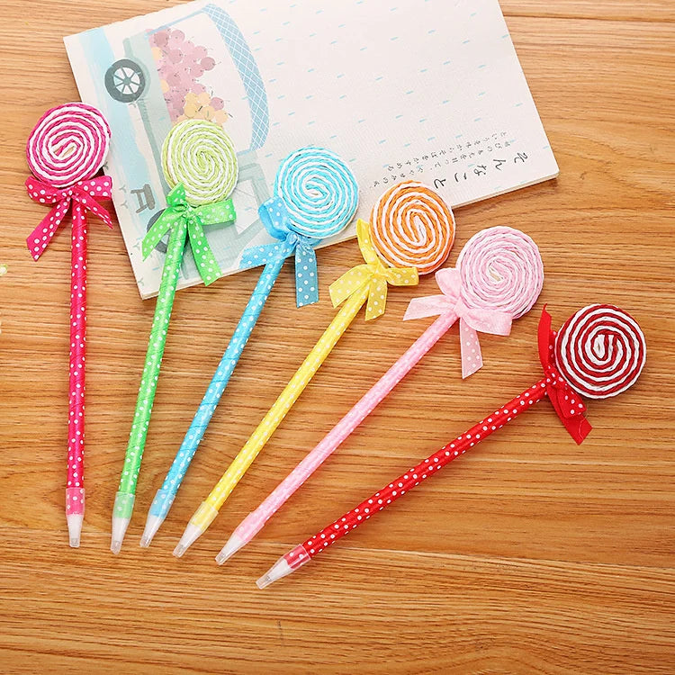 6 Piece Creative Lollipop Candy Ballpoint Pen Stationery