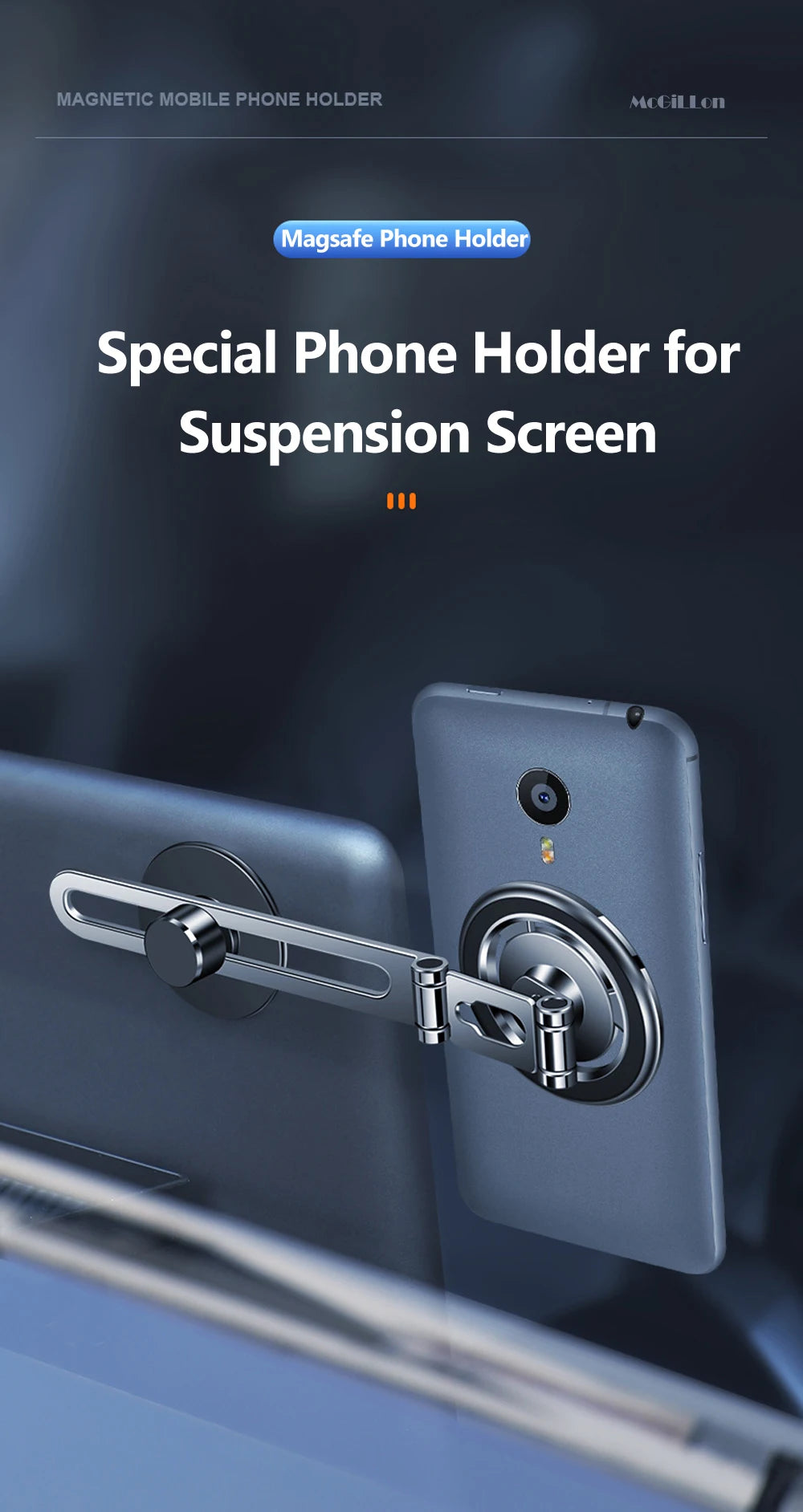 Magnetic Car Phone Holder Adjustable Foldable Telescopic Strong Magnetic GPS Mount Support for IPhone 14 13 12 MagSafe Charger
