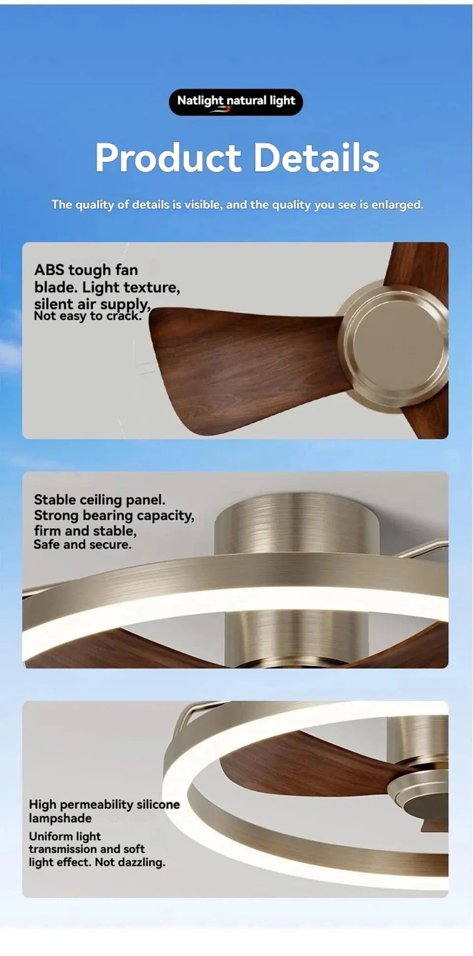 20" Ceiling Fan with LED Light Flush Mount DC Motor 6-Speed Remote Control Dimmable Fan Lamp for Home Kitchen Bedroom Living Roo