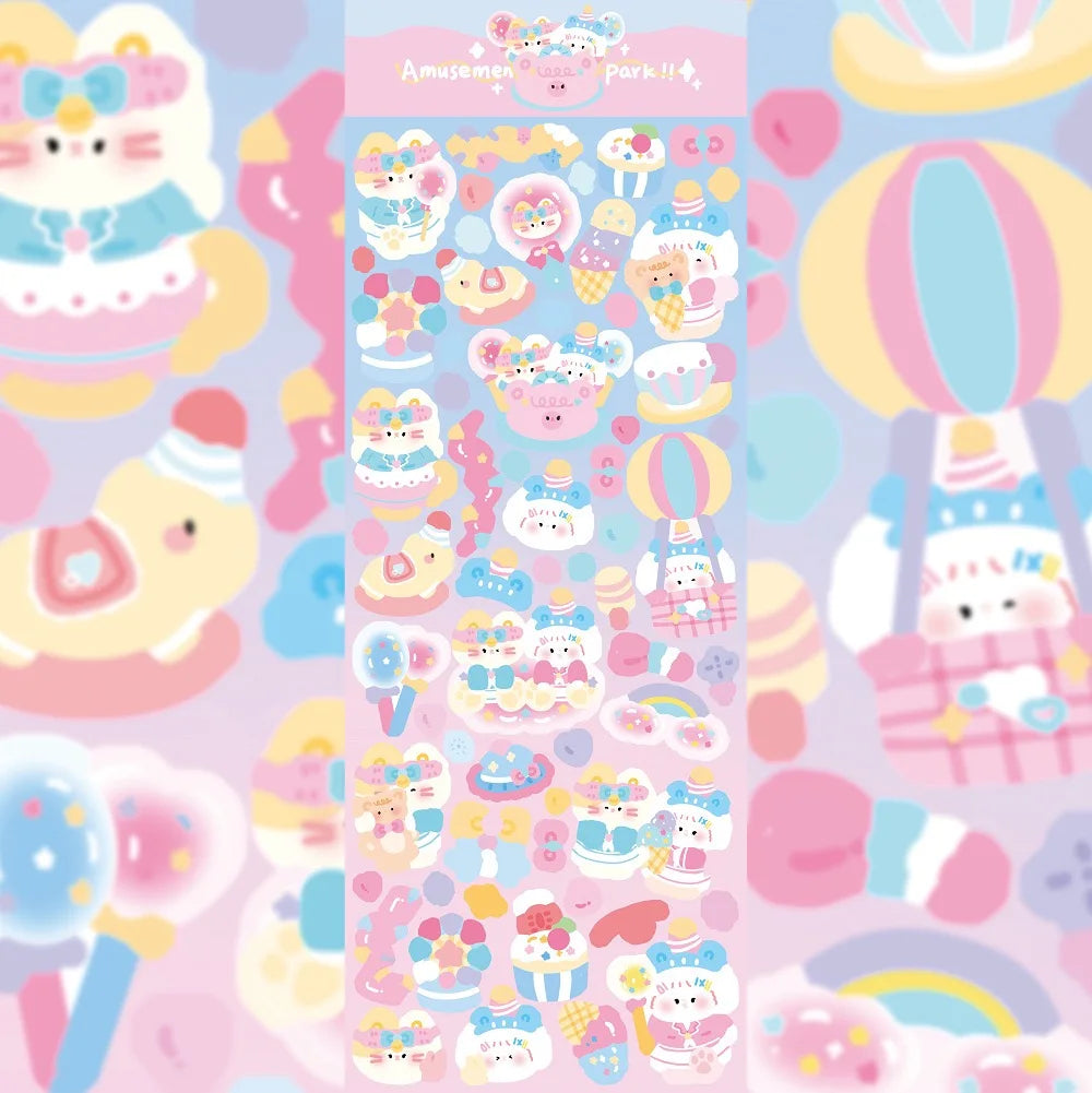 Kawaii Cute Laser Cartoon Animal Party Stickers For Girl Stationery Handbook Diary Planner Scrapbook DIY Decorative Stickers