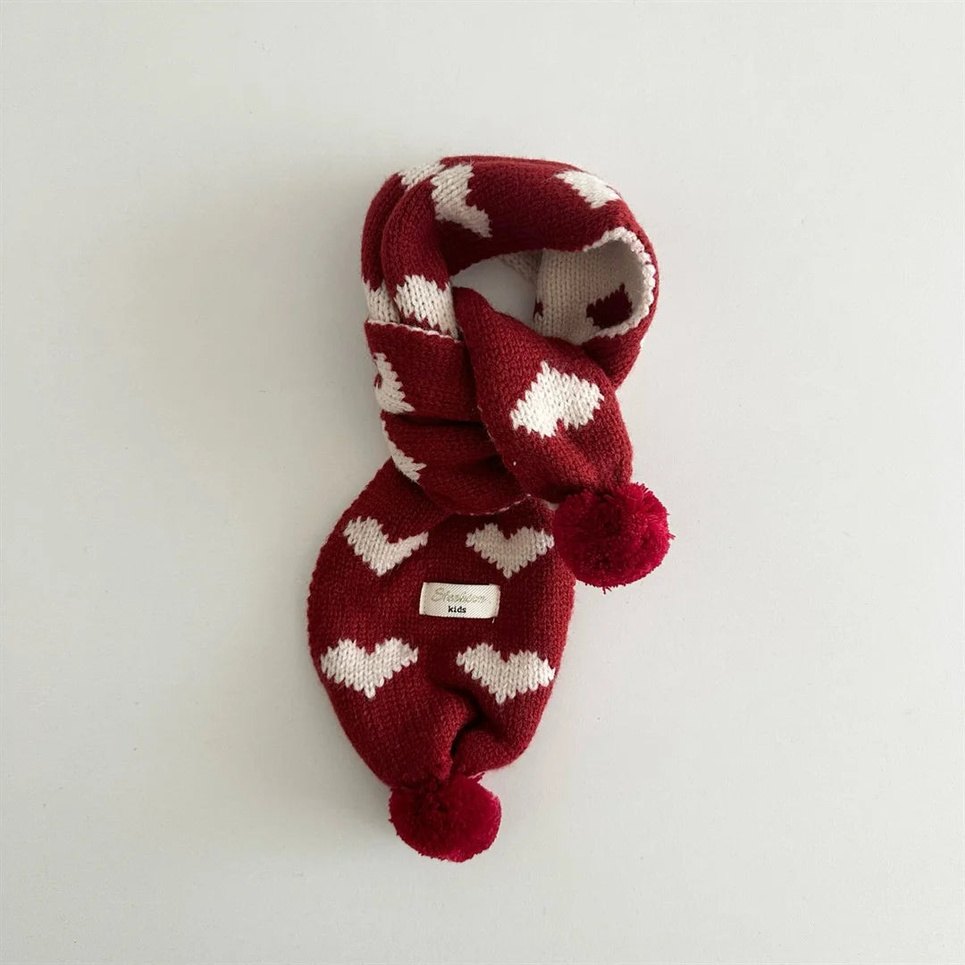 Warm Winter Neck Warmer 2025 Kids Striped Knitted Scarf with Cute Pom Poms Soft Fashion Accessory for Baby Toddler Boys Girls