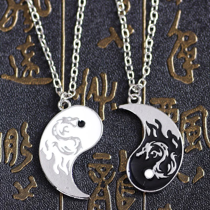 Fashion Dragon Figure Yin Yang Adjustable Bracelet Tai Chi Couple Necklace For Boyfriend Girlfriend Valentine's Day Jewelry Gift