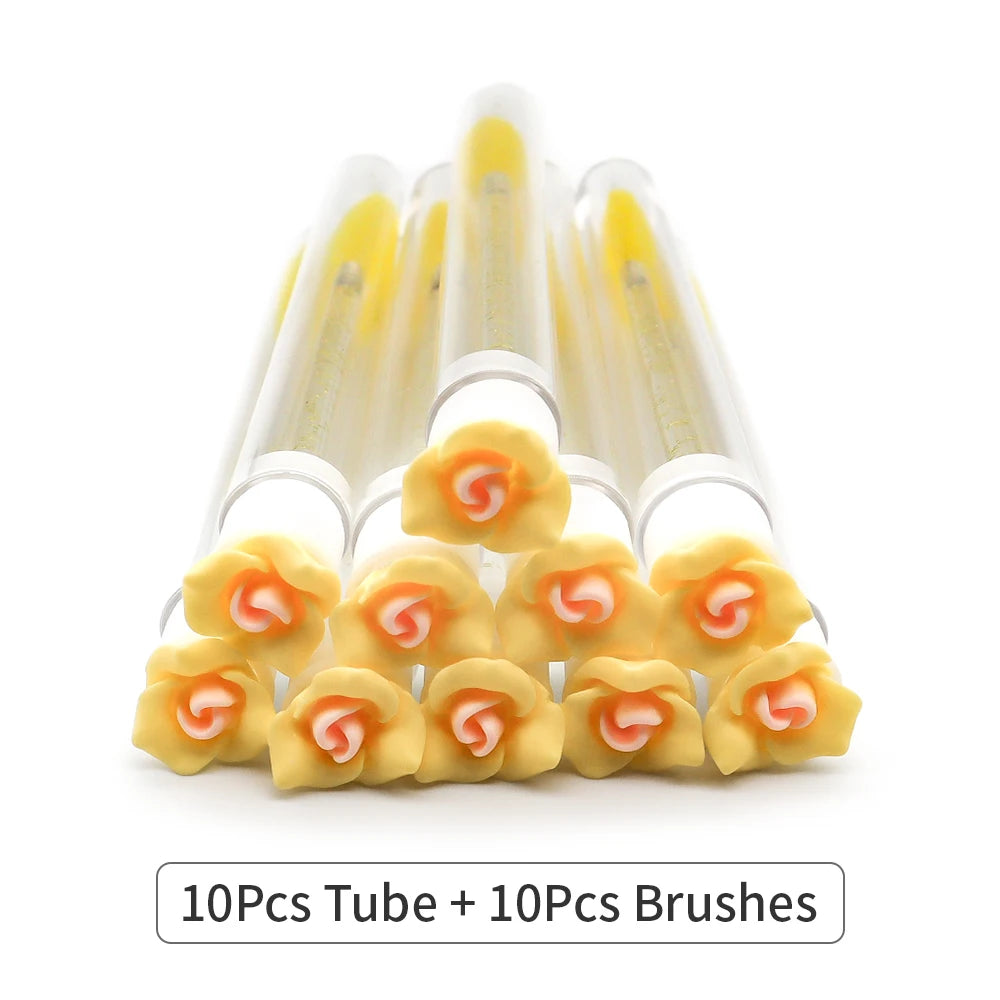 10/50Pcs Flower Eyelash Brush Tube Disposable Mascara Wands Tube Reusable Lash Spoolies Brush Dust-proof Cleaner Storage Tubes