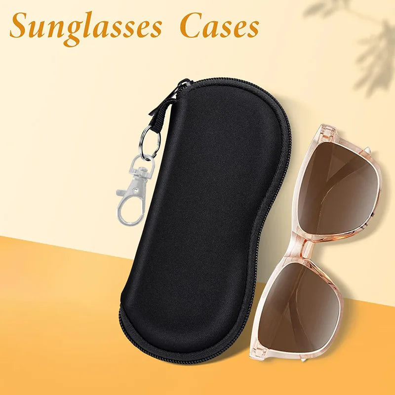 Portable Zipper Soft Glasses Case With Carabiner Sunglasses Case Zipper Eyeglass Pouch Glasses Protective Shell Bag 2 Style