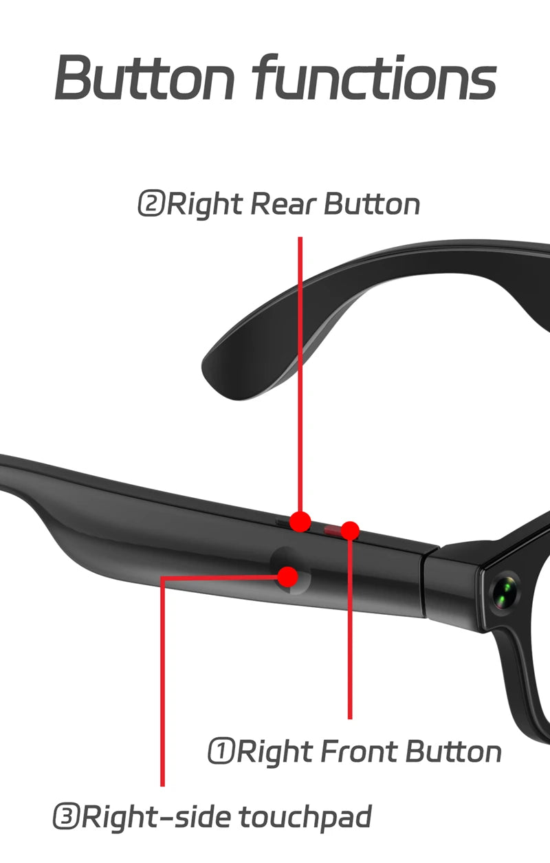 JRF 4K Smart AI Glasses 800W Pixel AI Shooting Camera HDPhoto Video Voice Call Music Translation Waterproof Bluetooth AI Glasses