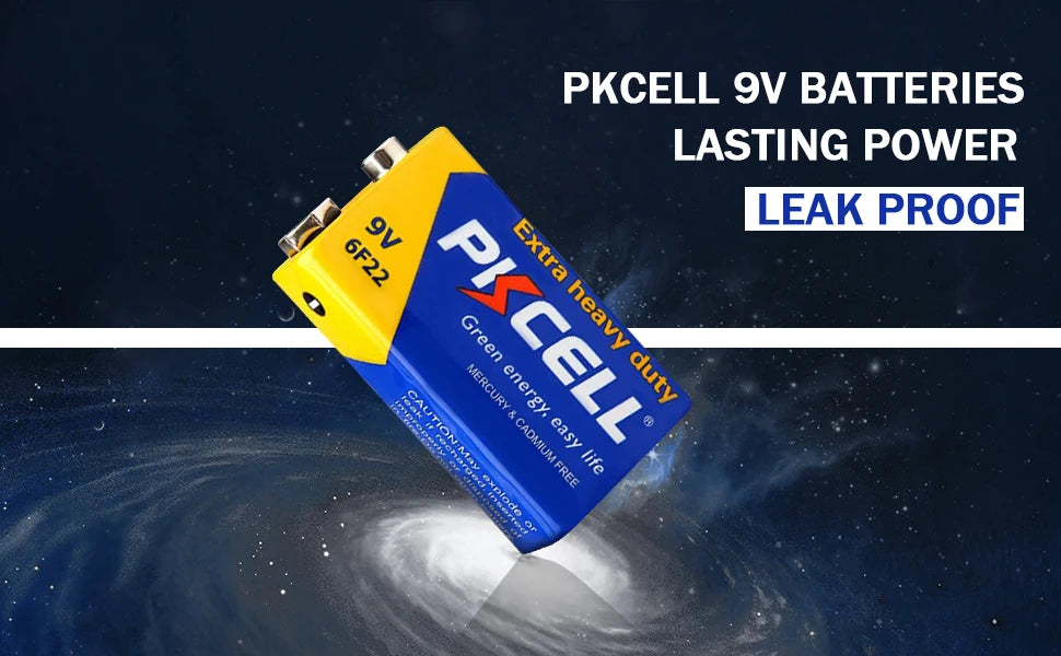 PKCELL 10PC 6F22 Battery PP3 9Volt Carbon Batteria Cell Leak-Proof Smoke Detector Batteries EN22 1604AU 6AM6 Zinc Carbon Battery