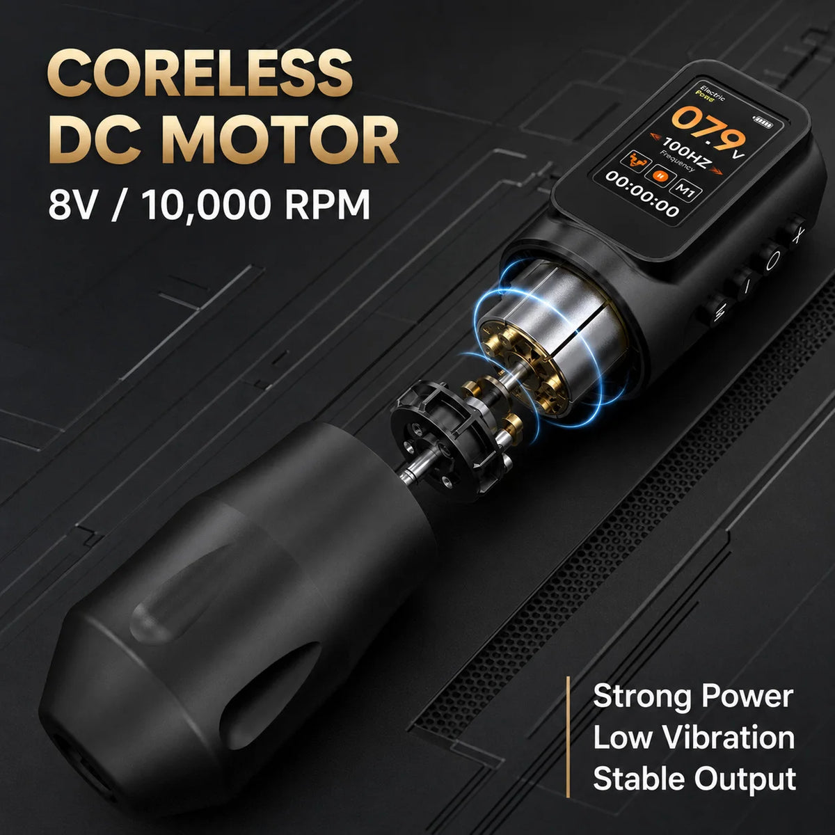 Elf PRO Wireless Tattoo Pen Machin 1700mAh Battery 2.4-4.2mm Adjustable Stroke Display Charge Tattoo Gun Permanent Makeup
