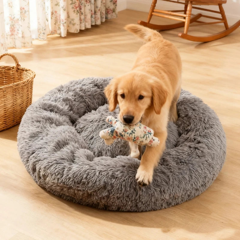 Super Soft Pet Bed Plush Large Size Suitable for Medium-Sized Dogs Machine Washable Round Dog Bed Comfortable Sleeping Nest