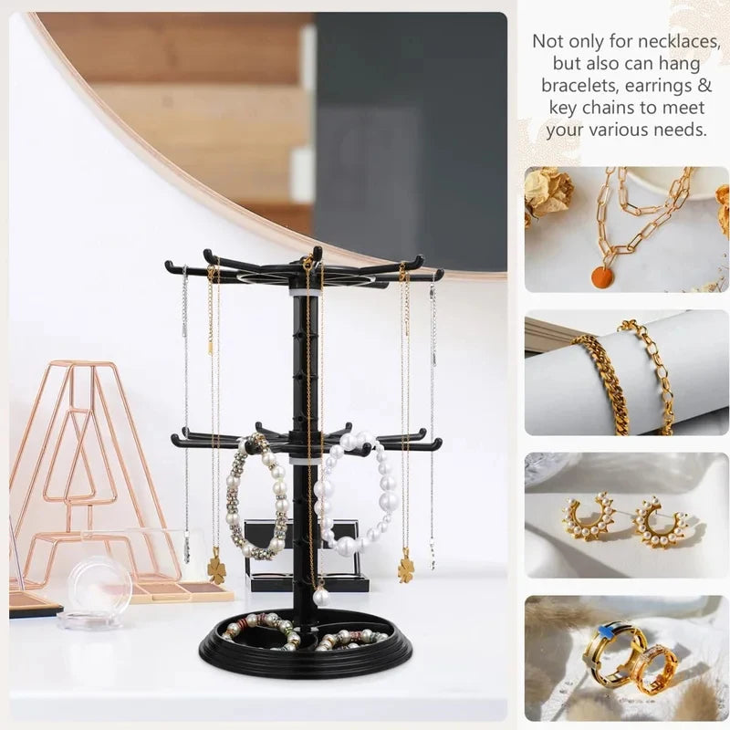 1Pc Multi-Layer Rotating Jewelry Rack, Necklace Display Stand & Bracelet Hanging Organizer, Storage Rack