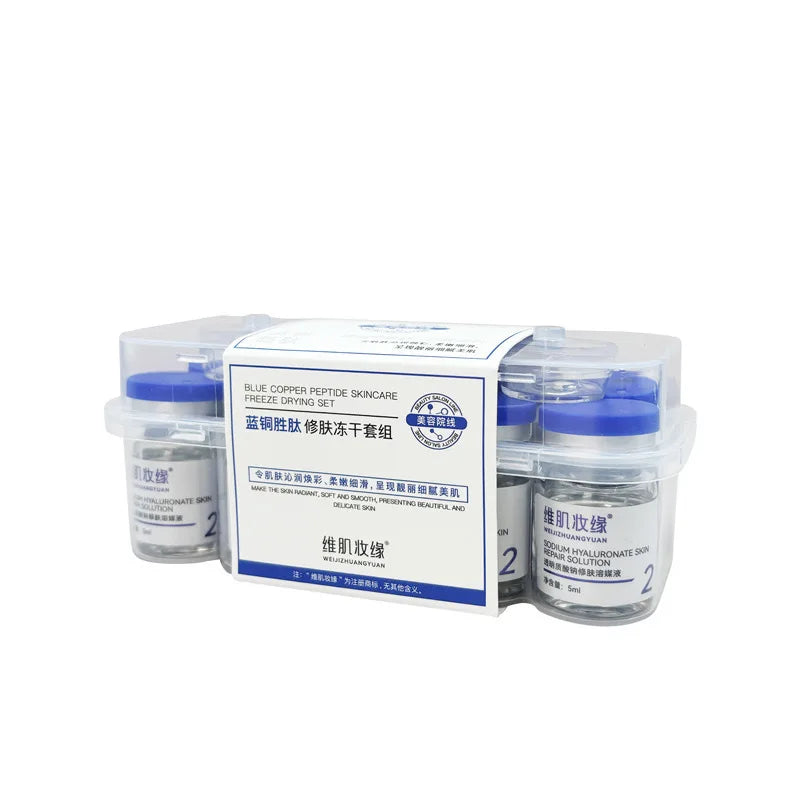 Blue Copper Peptide Freeze Drying Set Freeze-dried Powder, Improve Wrinkle Essence Shrink Pores Acne Treatment Skin Care Set