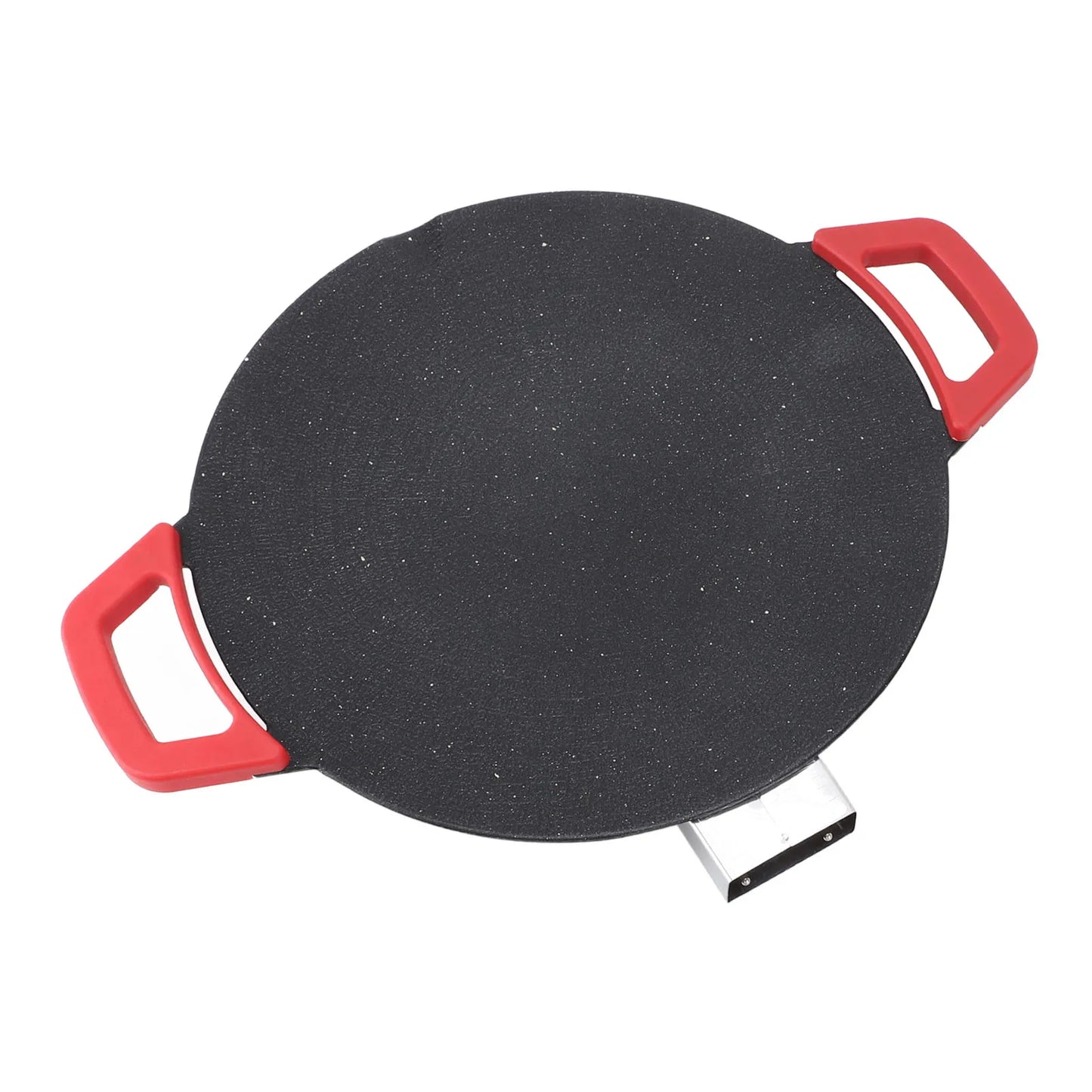 30cm Electric Grill Pan Round BBQ Griddle Concave Design Nonstick Coating Temperature Knob Adjustment Electric Grill Plate