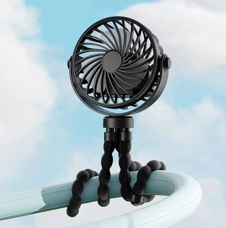 Baby Stroller Fan Mini Portable Outdoor Fan USB 3 Speed Flexible Octopus Fan Tripod Clip on Handheld Fan for Stroller Crib