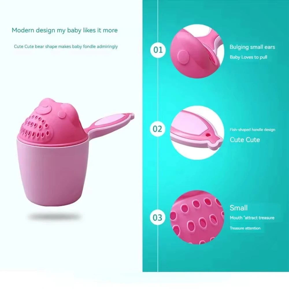 1PC Baby Shampoo Cup Baby Bath Bucket Kids Bath Spoon Child Hair Wash Cup Baby Bath Kit Cute Cartoon Baby Bath Play Funny Bucket
