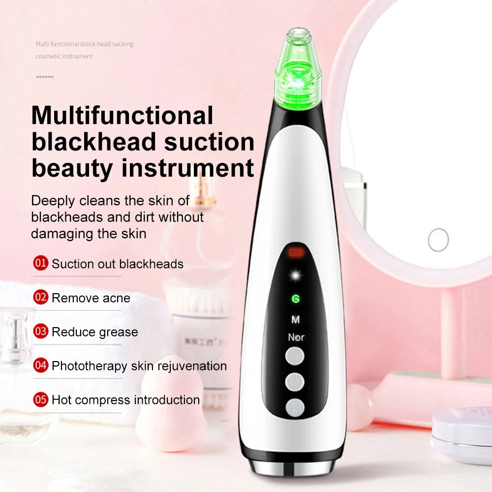 Electric Blackhead Remover & Pore Cleaner, Acne Treatment Facial Device with Skin-Tightening for Deep Cleansing Skincare Tools